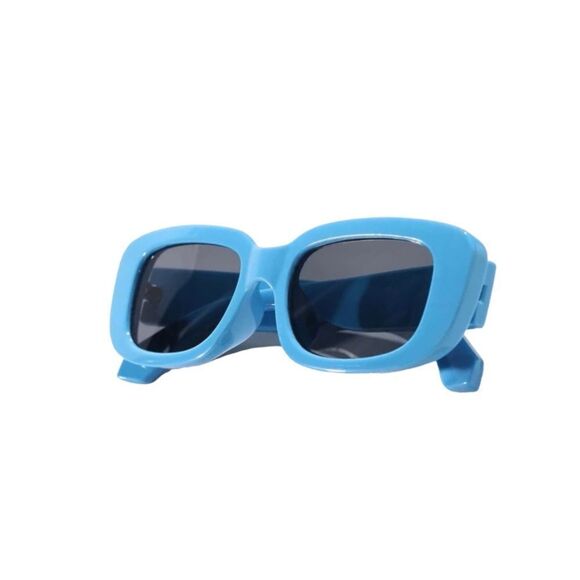 Light Blue Rectangle Shaped Acrylic Fashion Sunglasses Unisex Size OS - Picture 3 of 6
